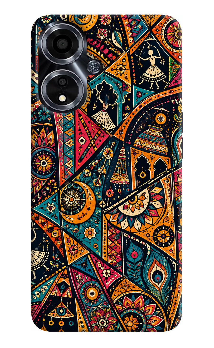 Folk Print Oppo A59 5G Back Cover, Hard case