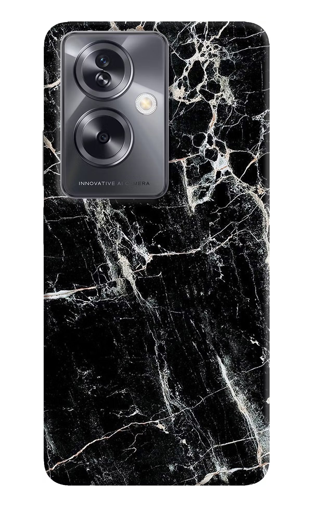 Black Marble Texture Oppo A79 5G Hard Case Back Cover by Casekaro