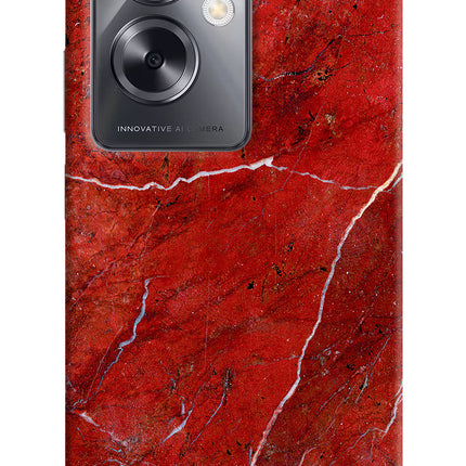 Red Marble Design Oppo A79 5G Hard Case Back Cover by Casekaro