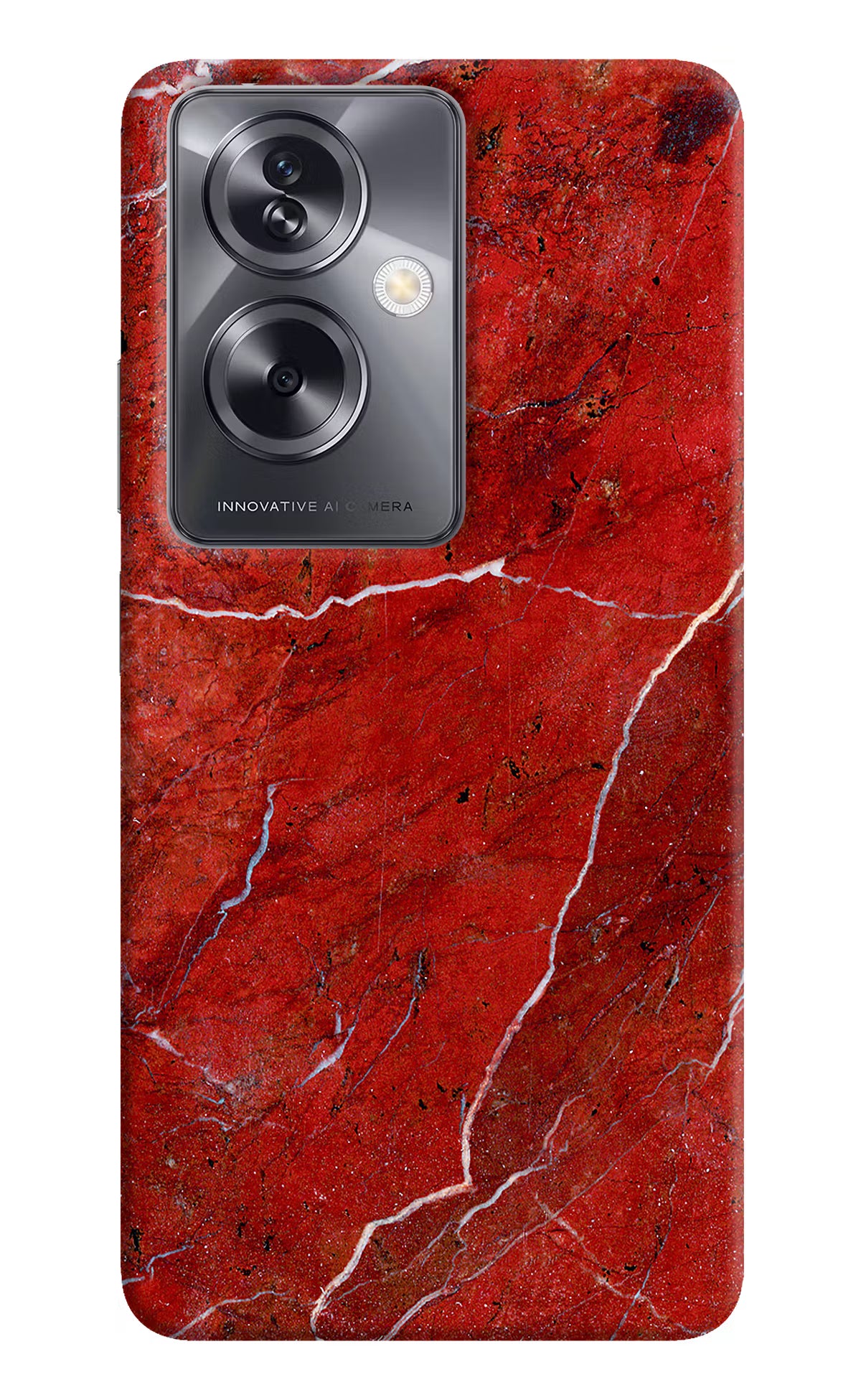 Red Marble Design Oppo A79 5G Hard Case Back Cover by Casekaro