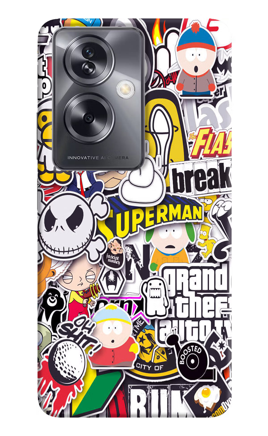 Sticker Bomb Oppo A79 5G Back Cover, Hard case
