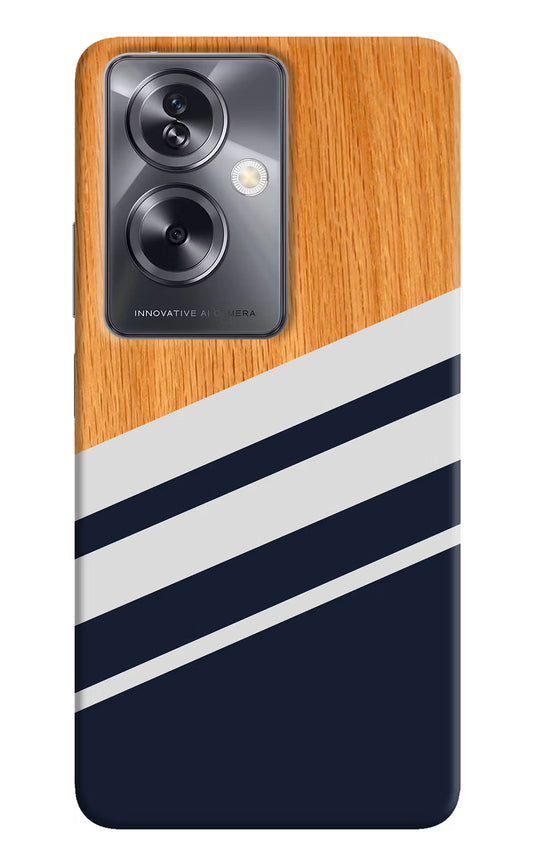 Blue and white wooden Oppo A79 5G Hard Case Back Cover by Casekaro