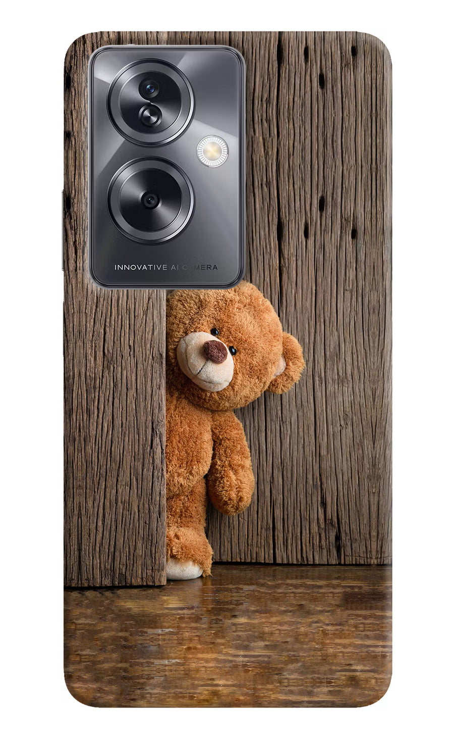 Teddy Wooden Oppo A79 5G Back Cover, Hard case