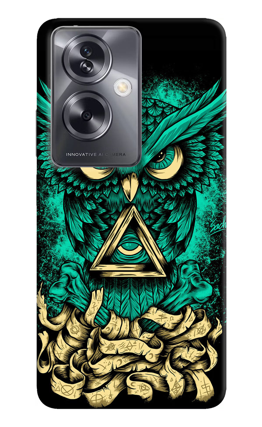 Green Owl Oppo A79 5G Back Cover, Hard case