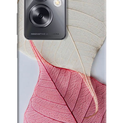 White Pink Leaf Oppo A79 5G Hard Case Back Cover by Casekaro