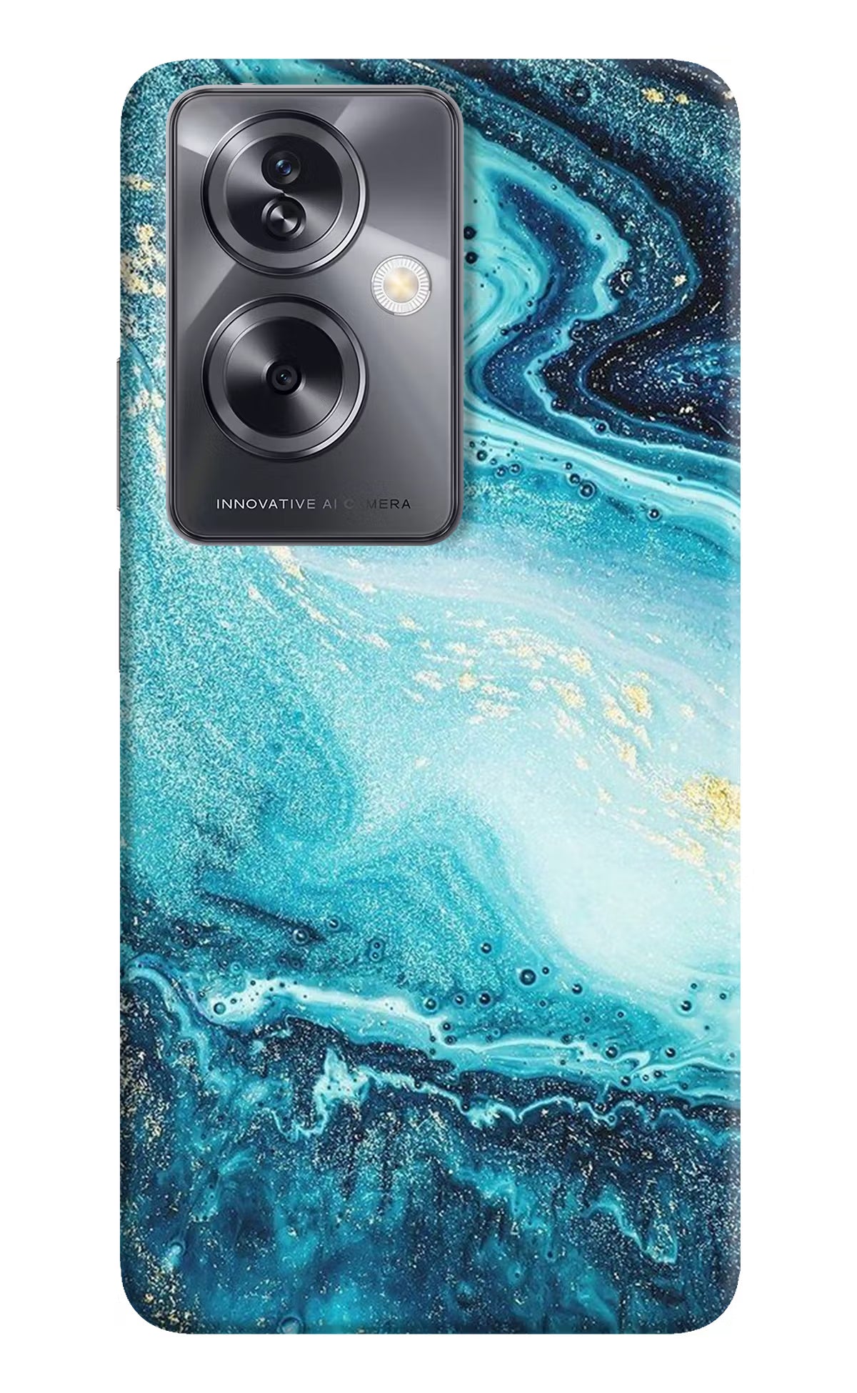 Blue Glitter Marble Oppo A79 5G Hard Case Back Cover by Casekaro