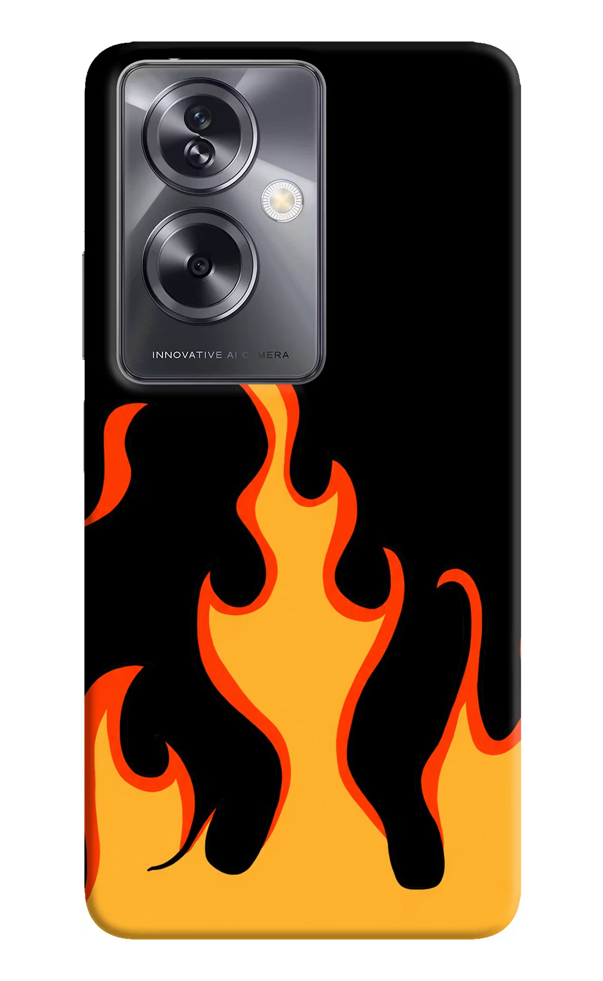 Fired Up – Black Oppo A79 5G Hard Case Back Cover by Casekaro