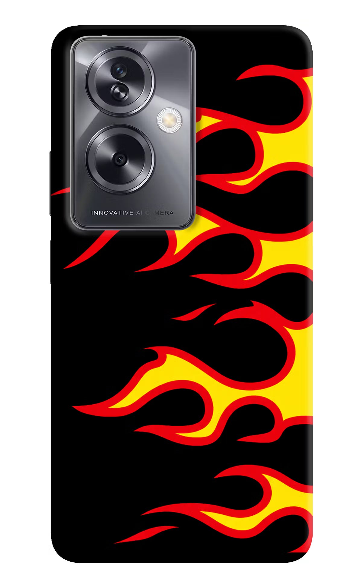 Side Sweep Flames Oppo A79 5G Hard Case Back Cover by Casekaro