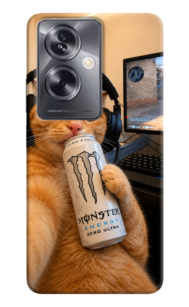 Gamer Cat Energy Oppo A79 5G Hard Case Back Cover by Casekaro
