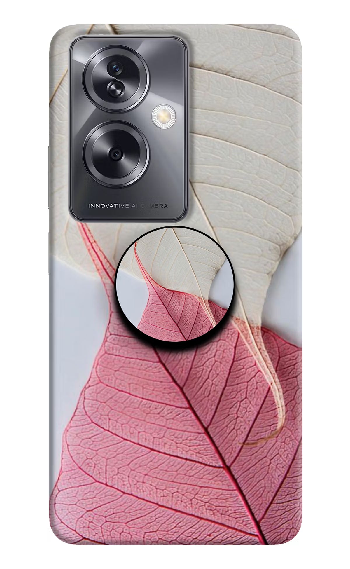 White Pink Leaf Oppo A79 5G Pop Case by Casekaro