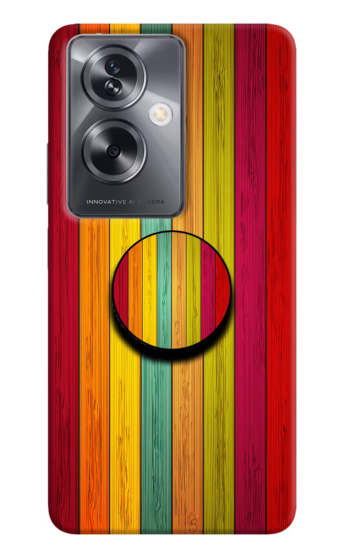 Multicolor Wooden Oppo A79 5G Pop Case by Casekaro