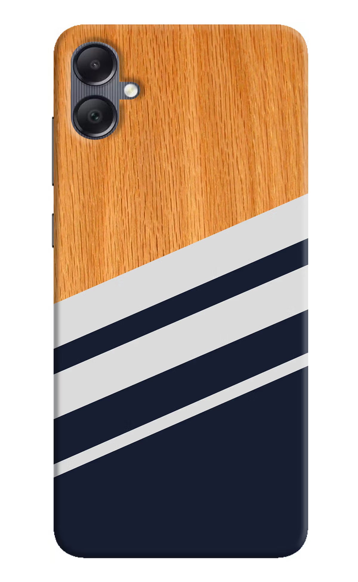 Blue and white wooden Samsung A05 Hard Case Back Cover by Casekaro