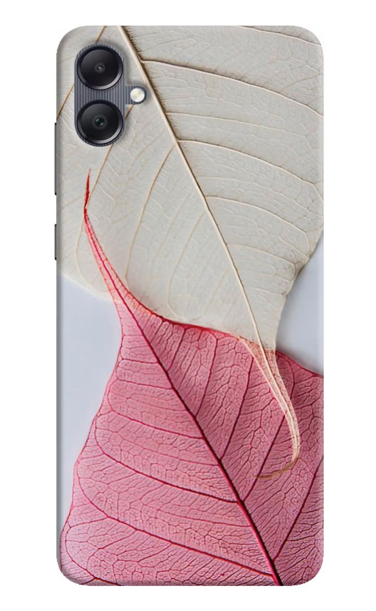 White Pink Leaf Samsung A05 Hard Case Back Cover by Casekaro