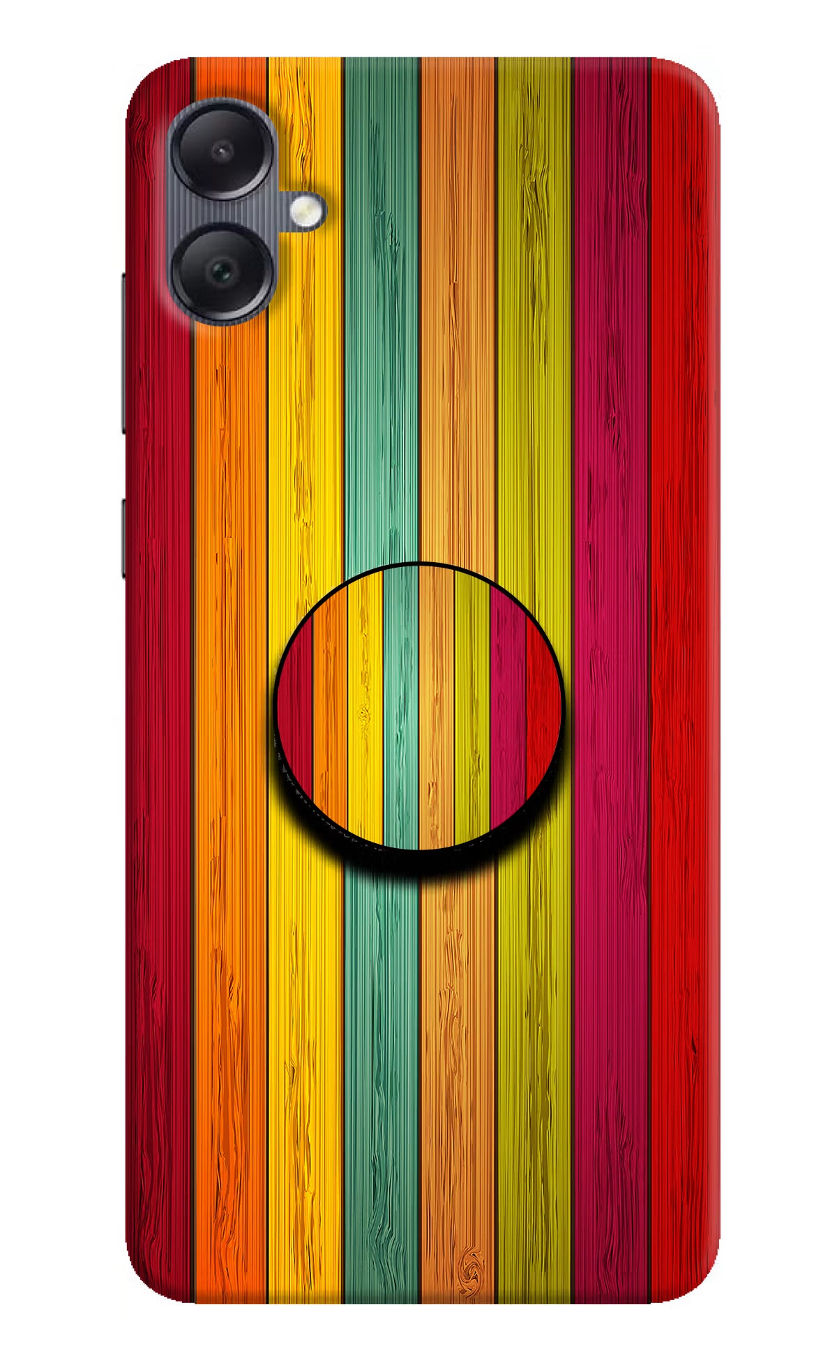 Multicolor Wooden Samsung A05 Pop Case by Casekaro