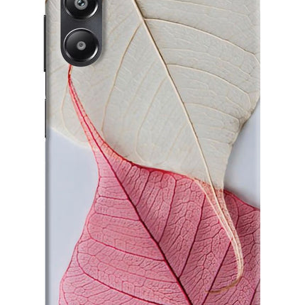 White Pink Leaf Samsung A05s Hard Case Back Cover by Casekaro