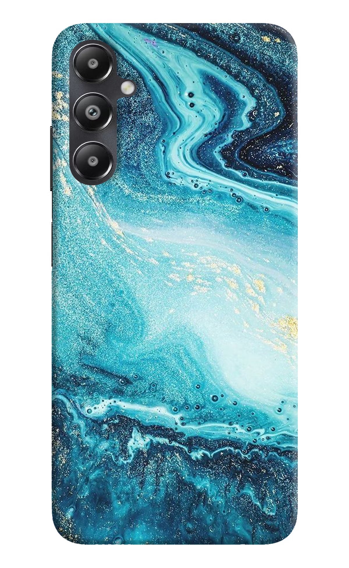 Blue Glitter Marble Samsung A05s Hard Case Back Cover by Casekaro