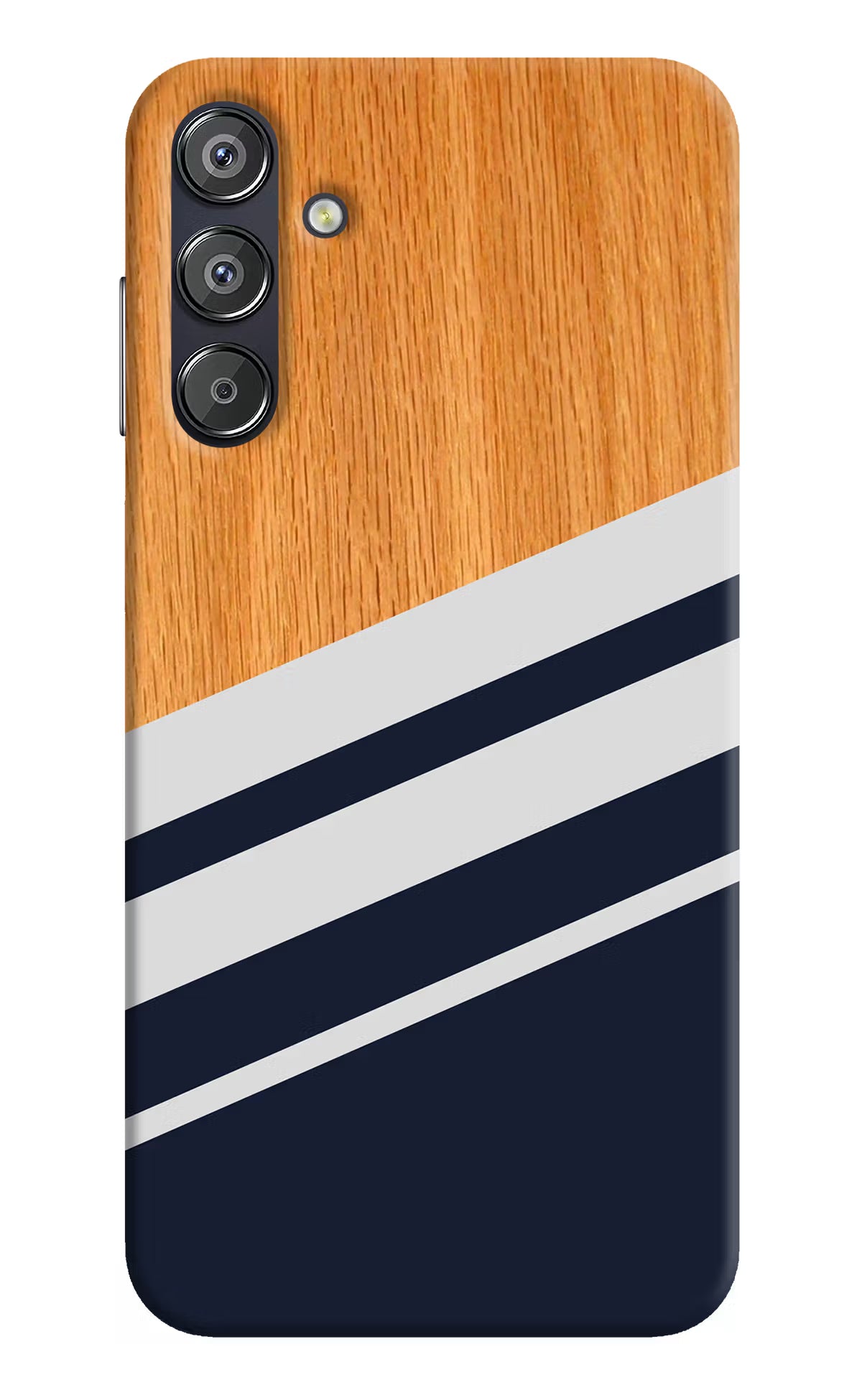 Blue and white wooden Samsung F15 5G Hard Case Back Cover by Casekaro