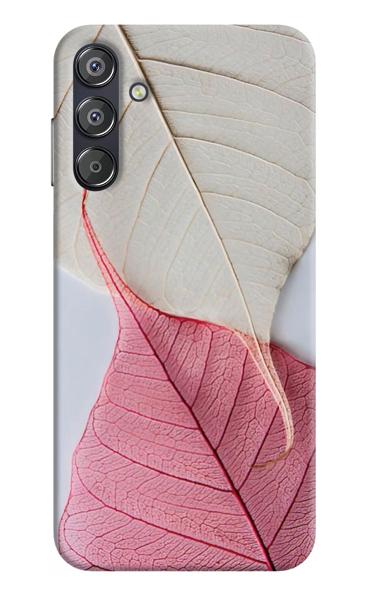 White Pink Leaf Samsung F15 5G Hard Case Back Cover by Casekaro