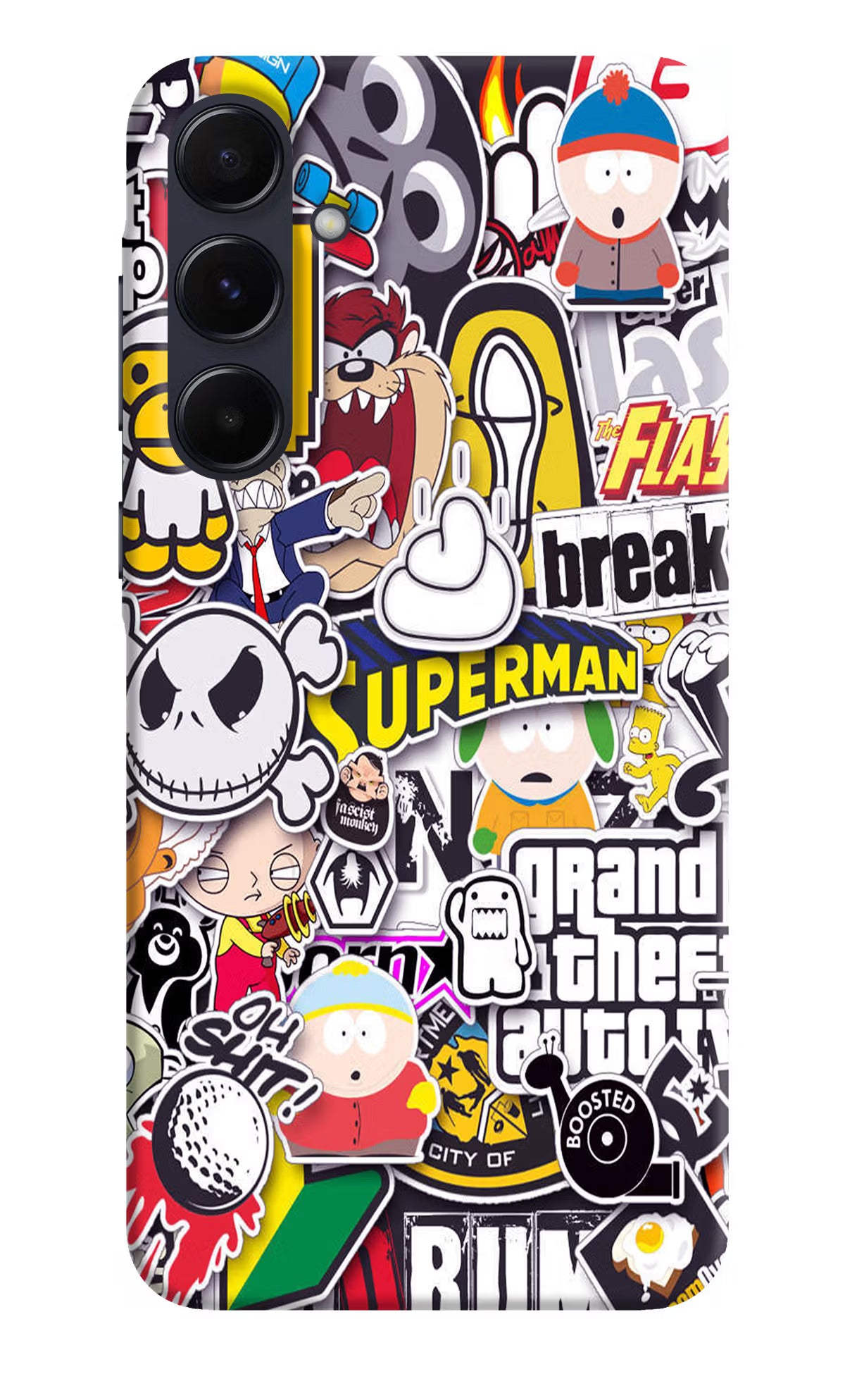 Sticker Bomb Samsung A55 5G Hard Case Back Cover by Casekaro