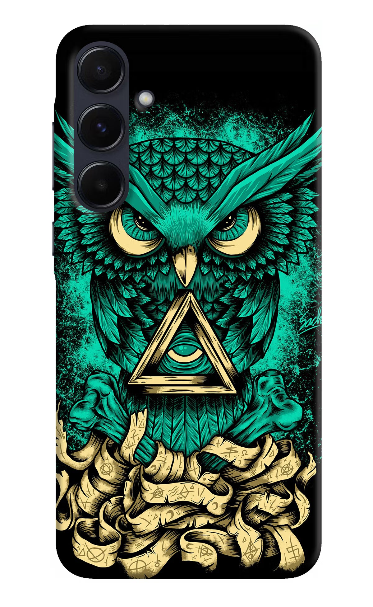 Green Owl Samsung A55 5G Hard Case Back Cover by Casekaro