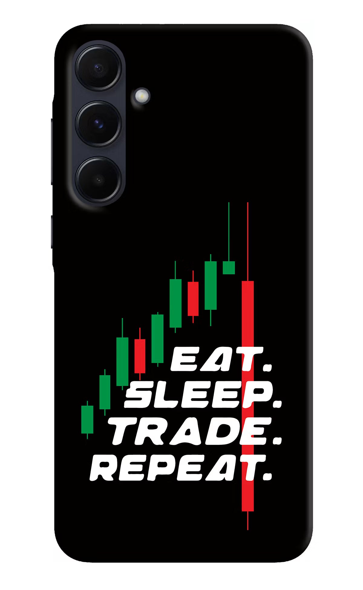 Eat Sleep Trade Repeat Samsung A55 5G Hard Case Back Cover by Casekaro
