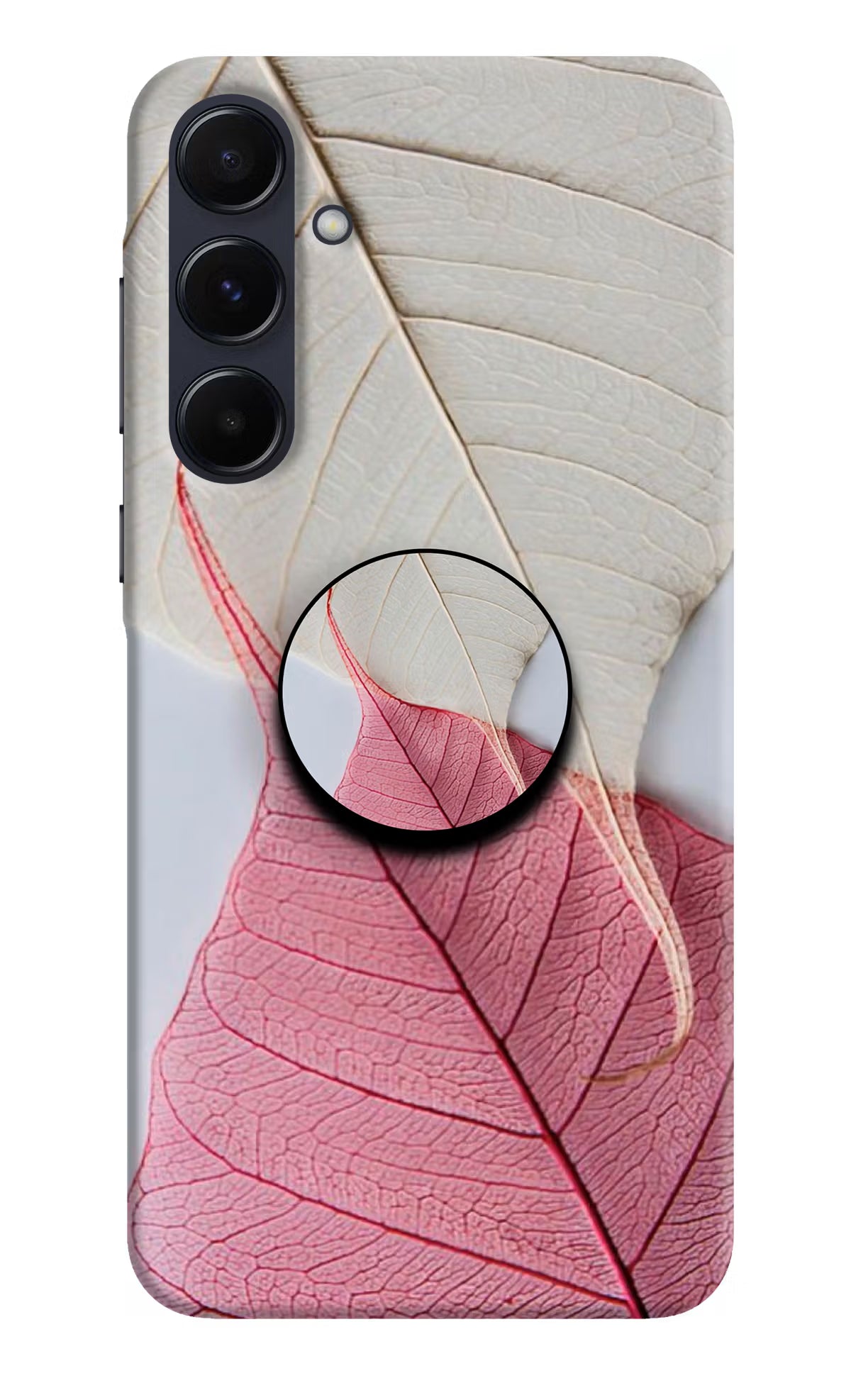 White Pink Leaf Samsung A55 5G Pop Case by Casekaro