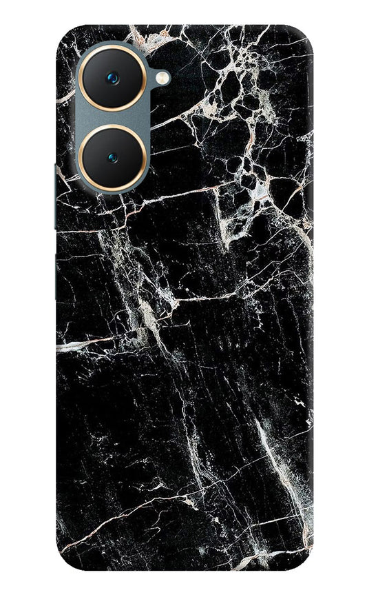 Black Marble Texture Vivo Y18/Y18e Hard Case Back Cover by Casekaro
