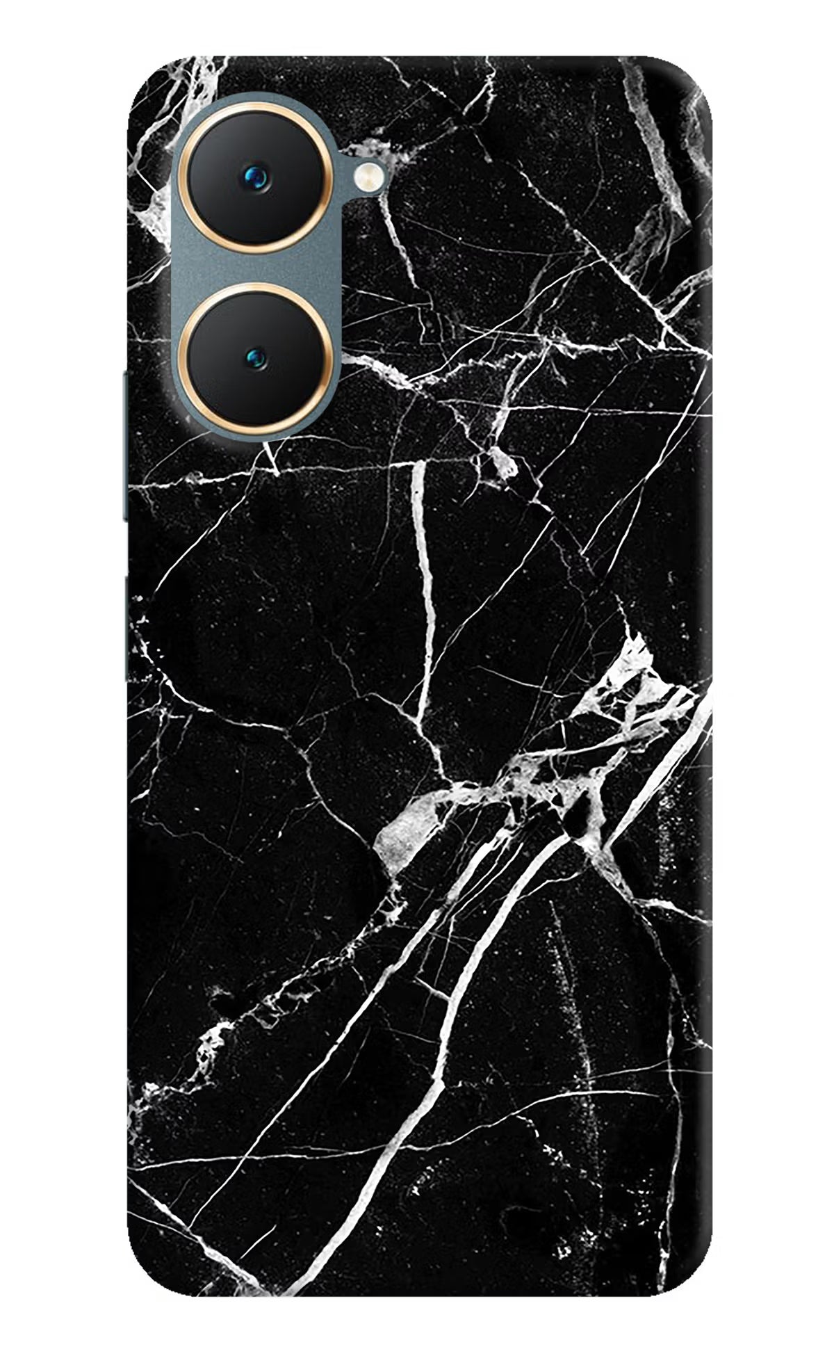 Black Marble Pattern Vivo Y18/Y18e Hard Case Back Cover by Casekaro