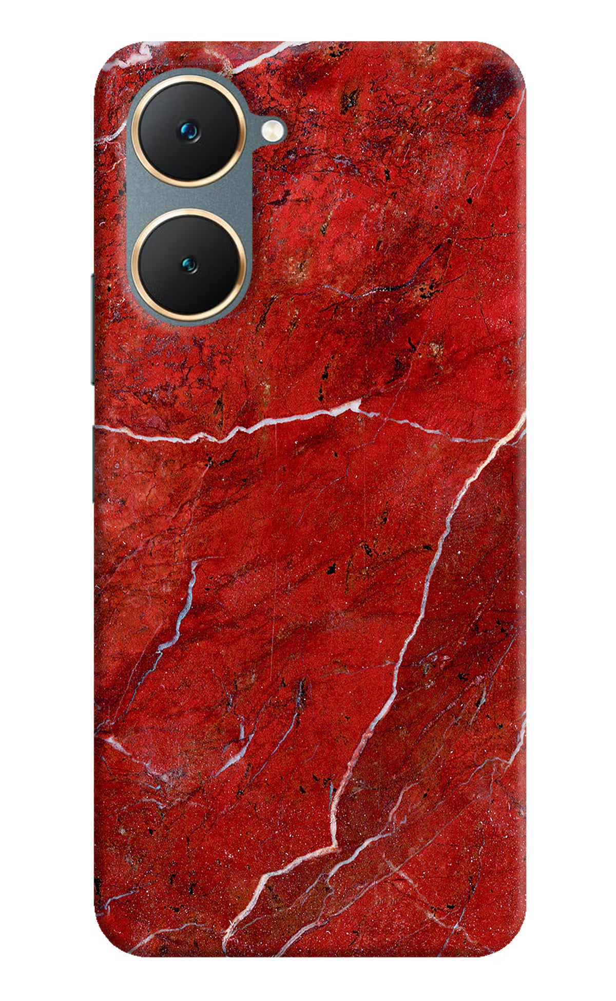 Red Marble Design Vivo Y18/Y18e Hard Case Back Cover by Casekaro