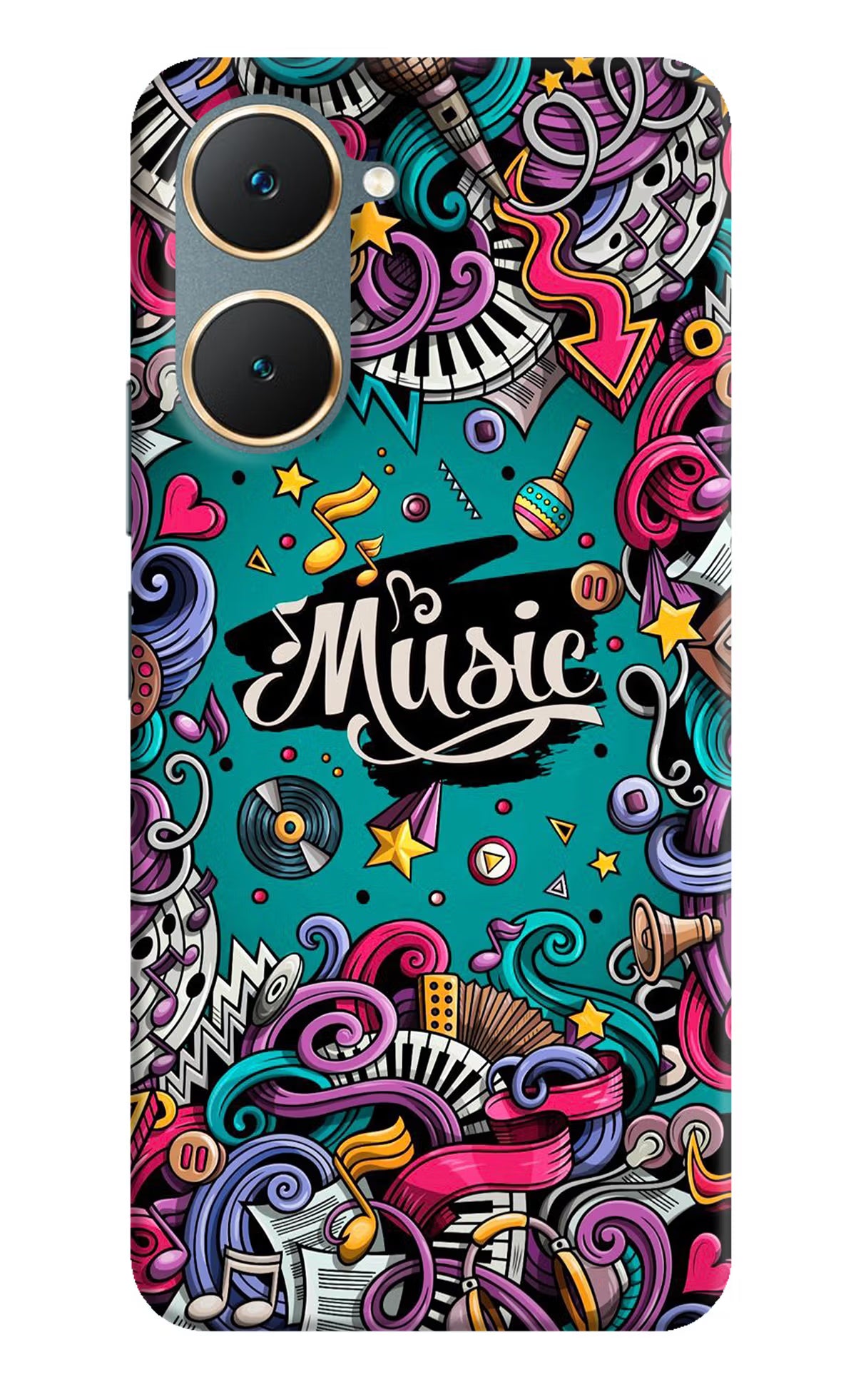 Music Graffiti Vivo Y18/Y18e Hard Case Back Cover by Casekaro