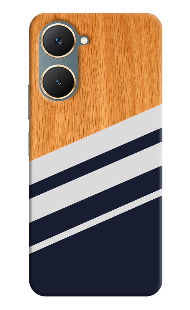 Blue and white wooden Vivo Y18/Y18e Hard Case Back Cover by Casekaro