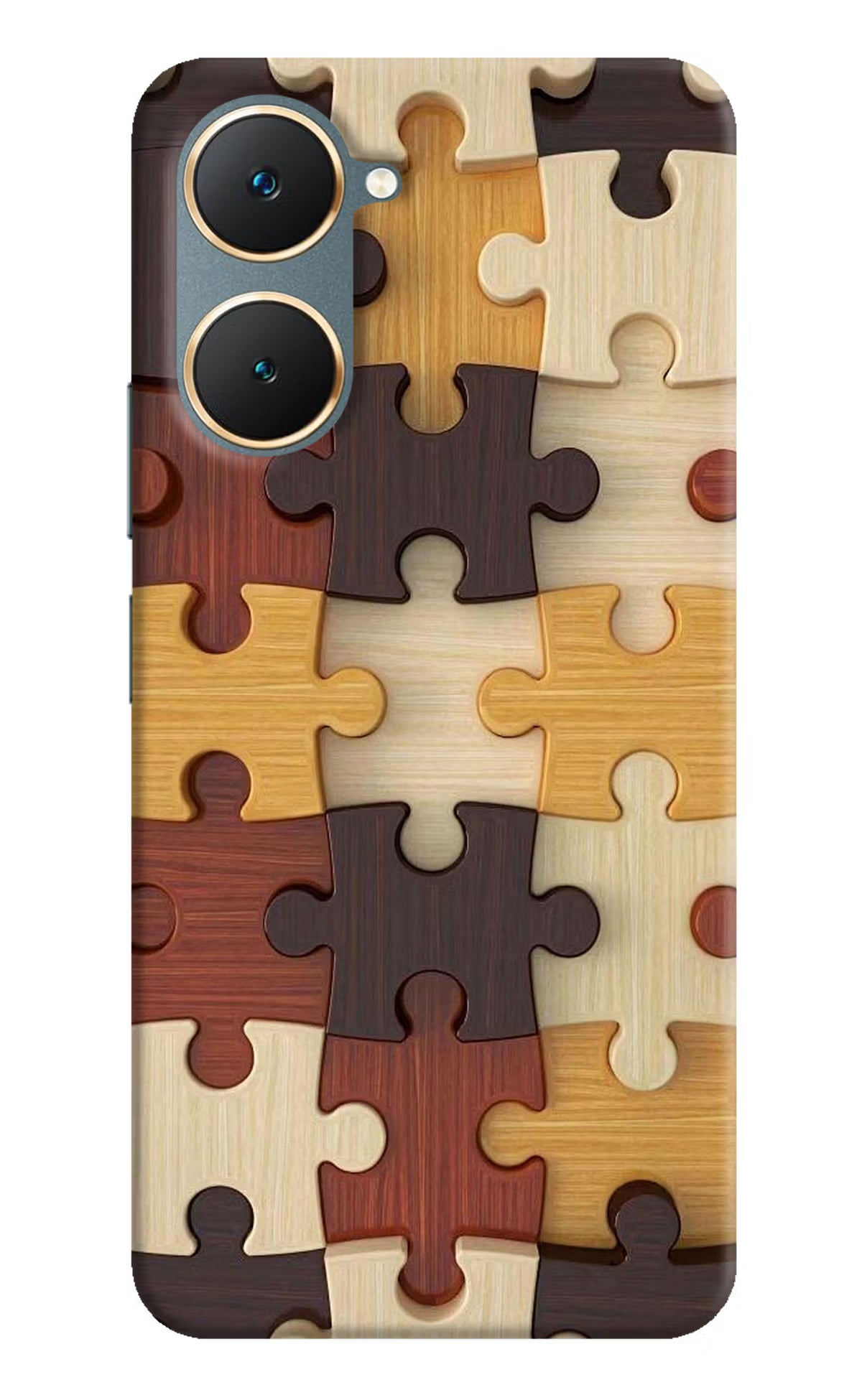 Wooden Puzzle Vivo Y18/Y18e Hard Case Back Cover by Casekaro