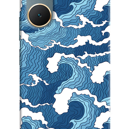 Blue Waves Vivo Y18/Y18e Hard Case Back Cover by Casekaro