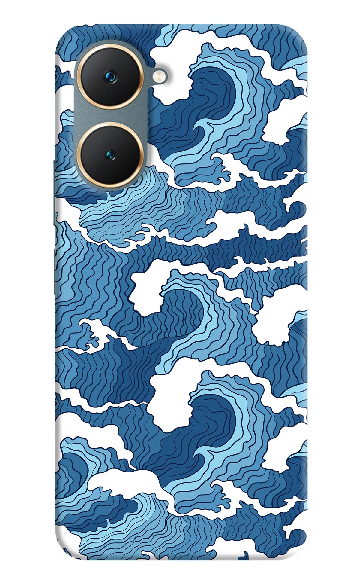 Blue Waves Vivo Y18/Y18e Hard Case Back Cover by Casekaro