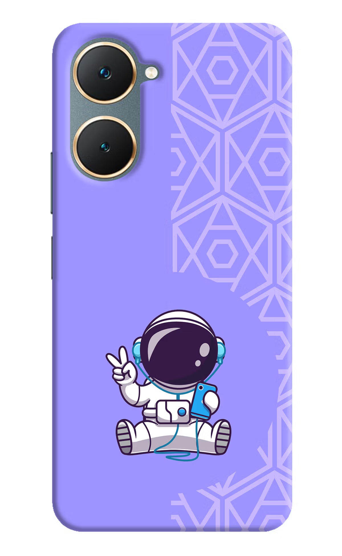 Cute Astronaut Chilling Vivo Y18/Y18e Hard Case Back Cover by Casekaro