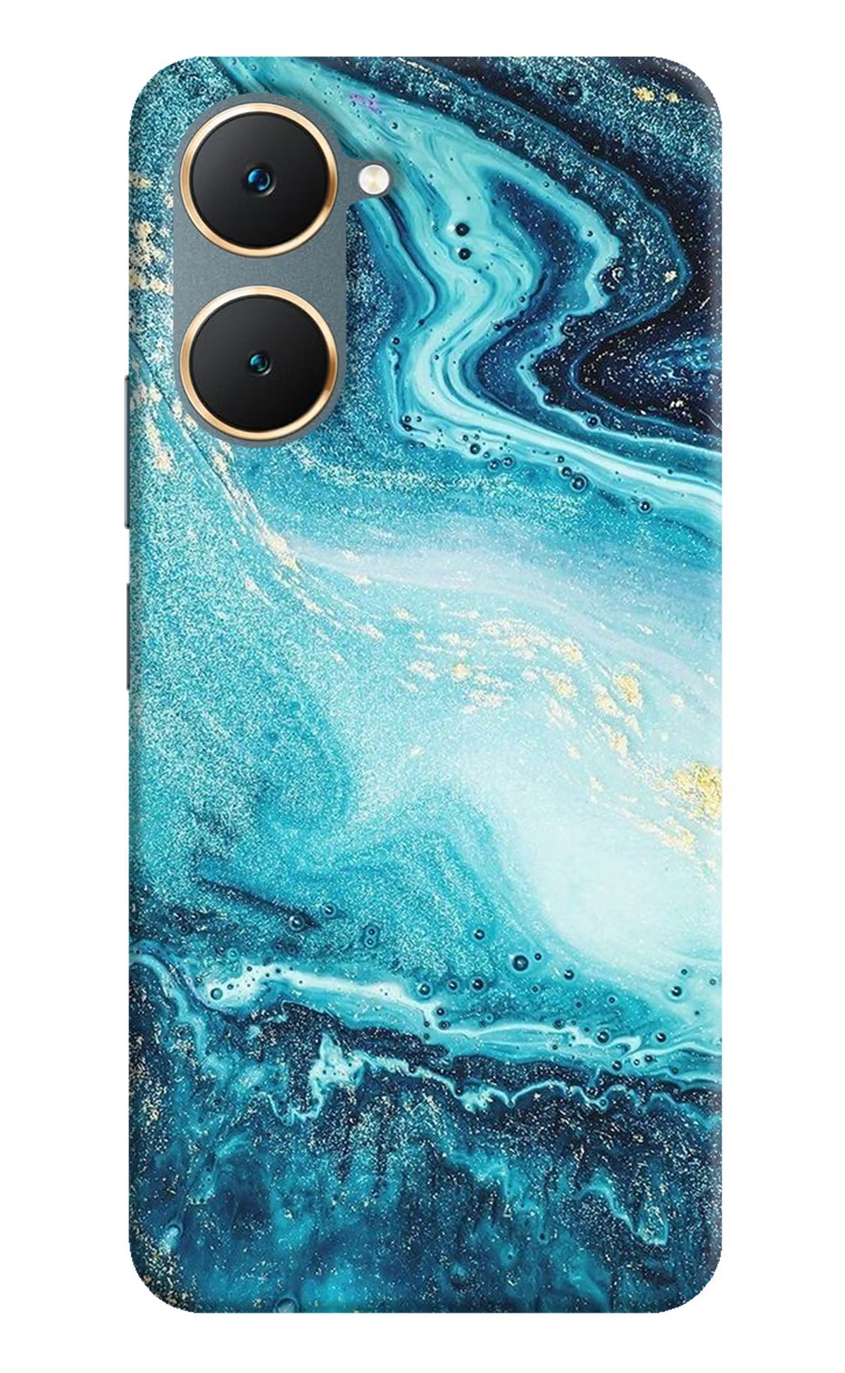 Blue Glitter Marble Vivo Y18/Y18e Hard Case Back Cover by Casekaro