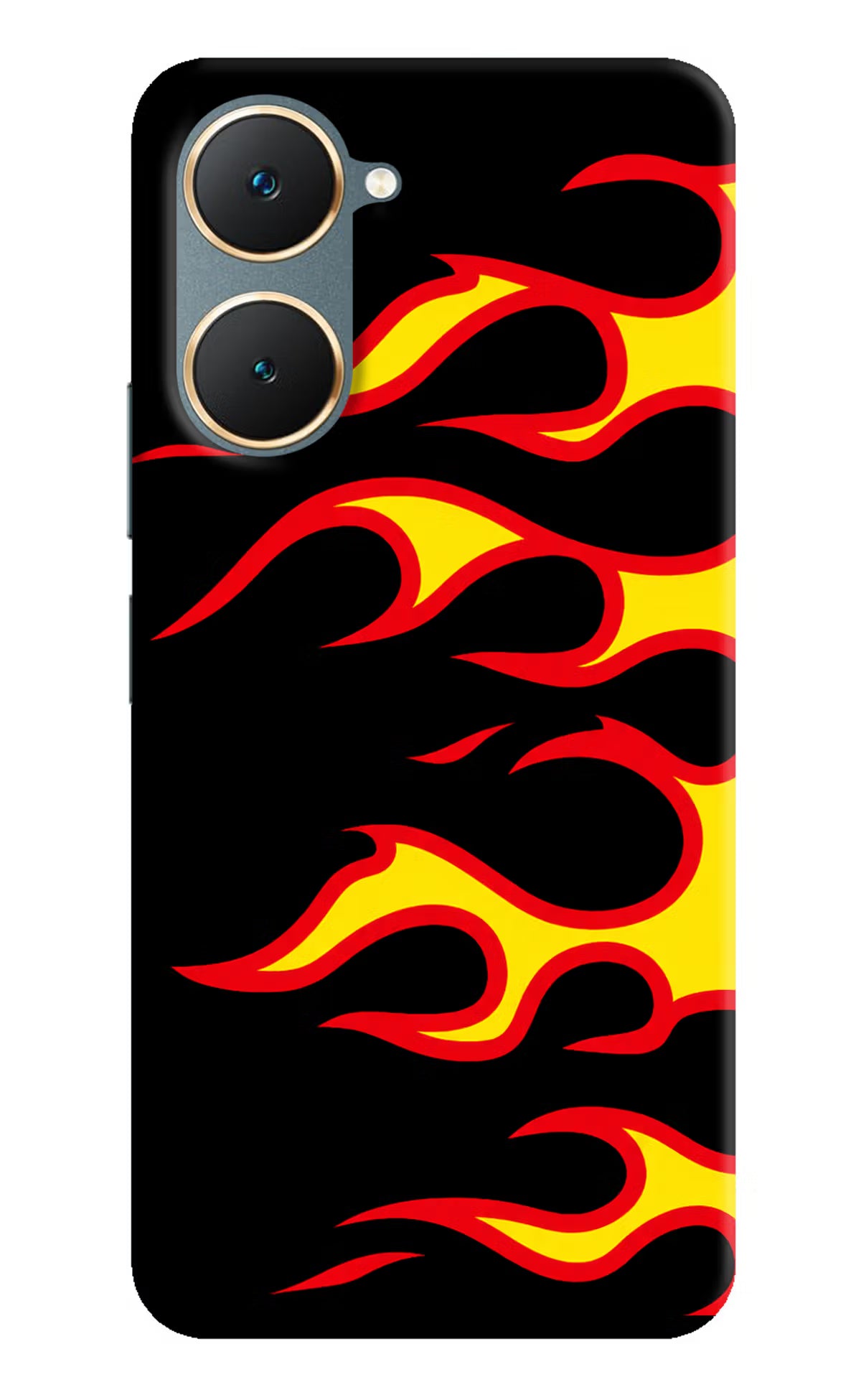 Side Sweep Flames Vivo Y18/Y18e Hard Case Back Cover by Casekaro