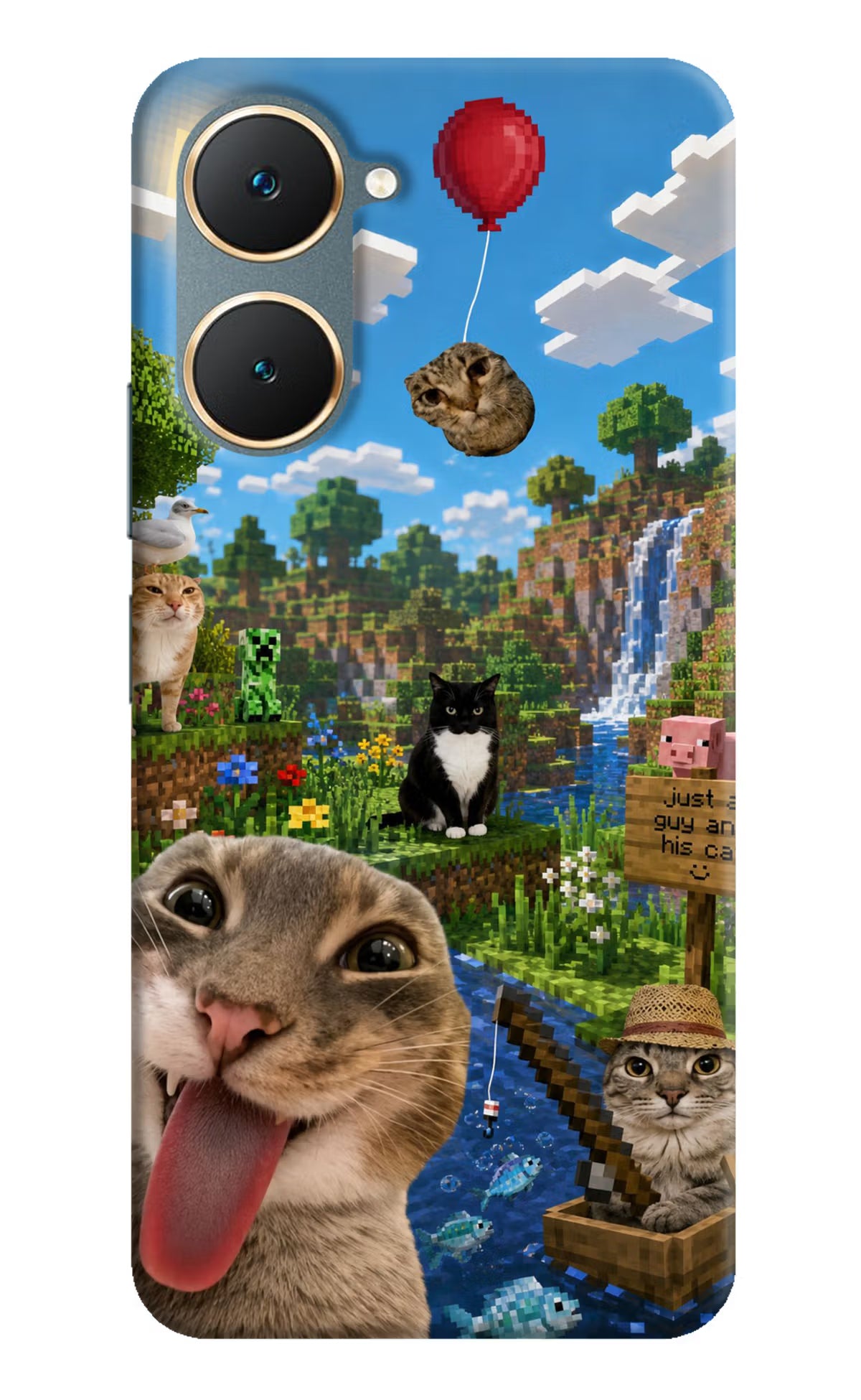 Minecraft Cat Chaos Vivo Y18/Y18e Back Cover