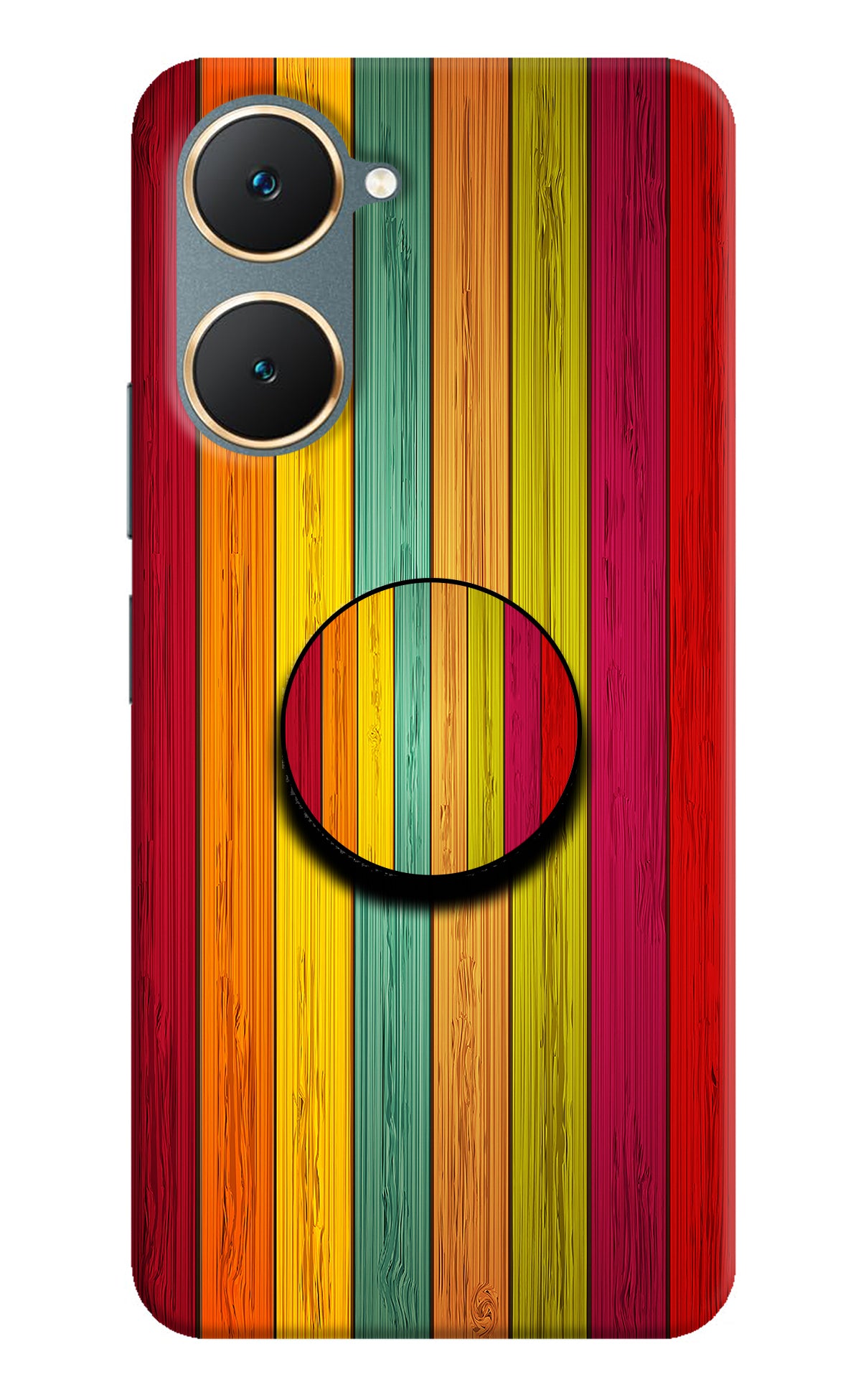 Multicolor Wooden Vivo Y18/Y18e Pop Case