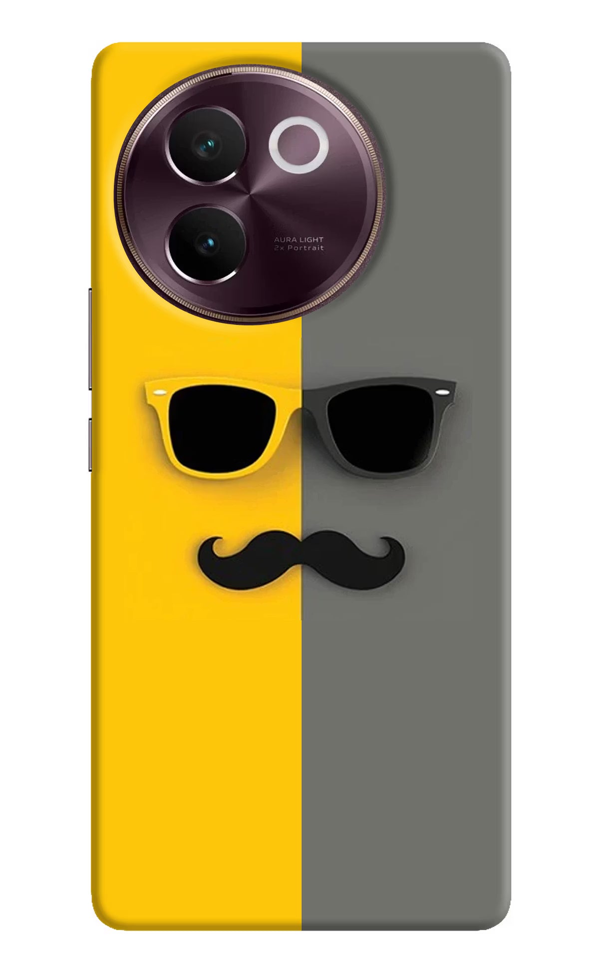 Sunglasses with Mustache Vivo V30e Hard Case Back Cover by Casekaro