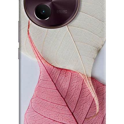White Pink Leaf Vivo V30e Hard Case Back Cover by Casekaro