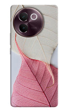 White Pink Leaf Vivo V30e Hard Case Back Cover by Casekaro