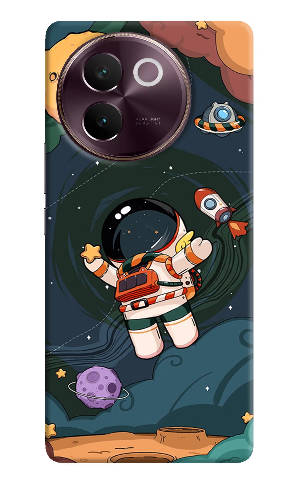 Cartoon Astronaut Vivo V30e Hard Case Back Cover by Casekaro