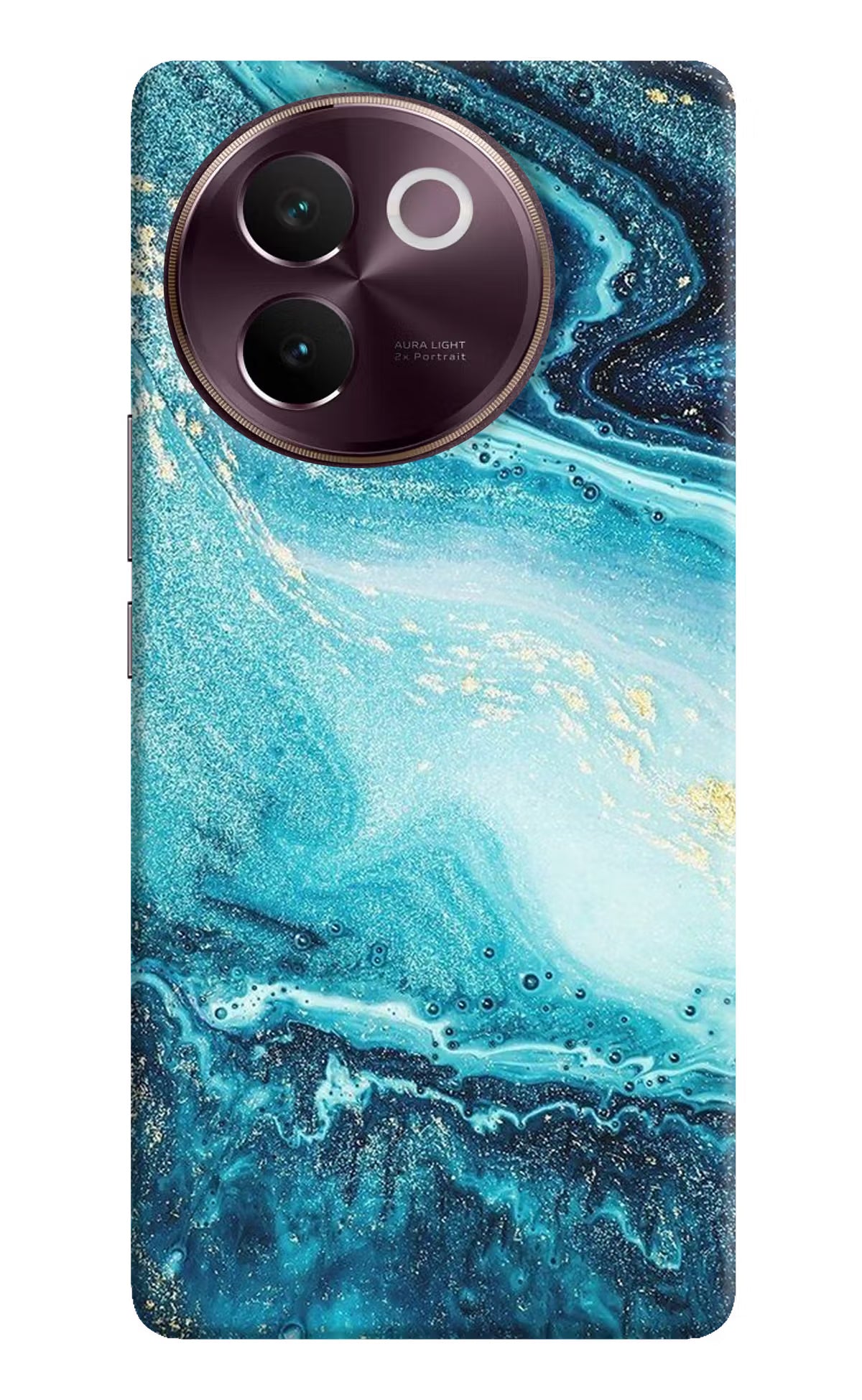 Blue Glitter Marble Vivo V30e Hard Case Back Cover by Casekaro