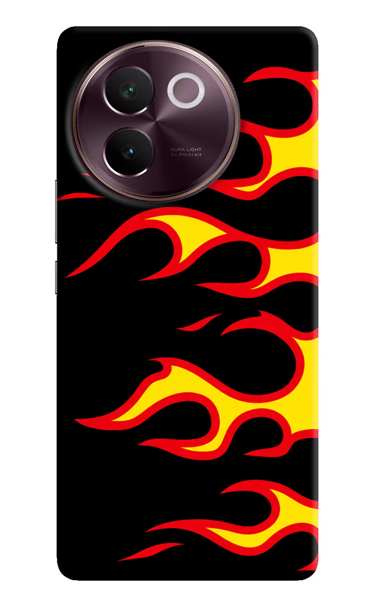 Side Sweep Flames Vivo V30e Hard Case Back Cover by Casekaro