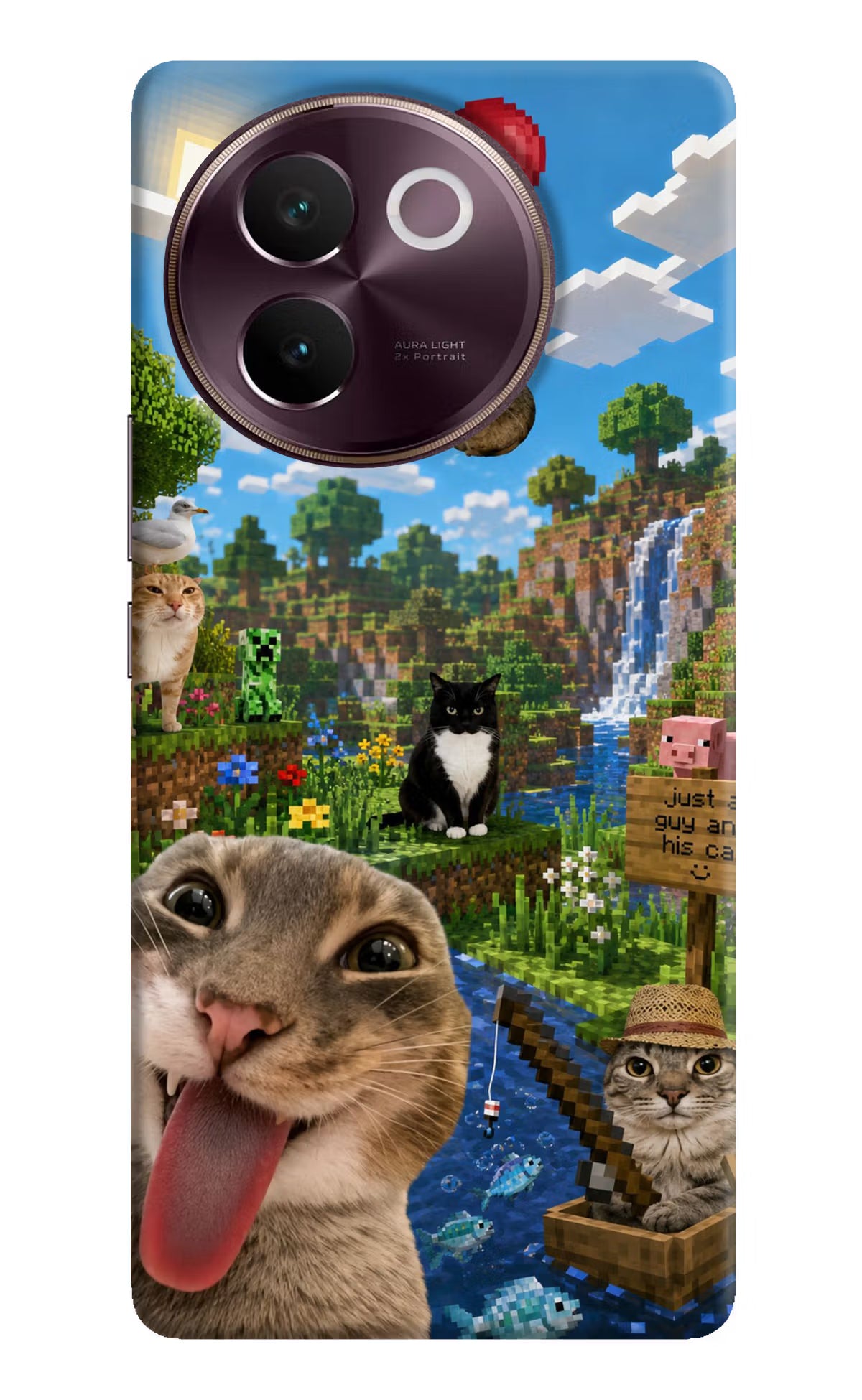 Minecraft Cat Chaos Vivo V30e Back Cover