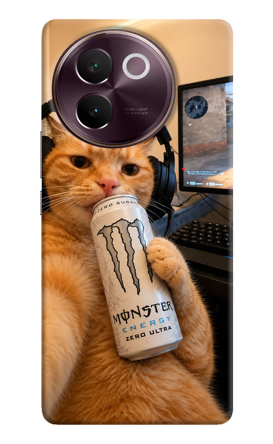 Gamer Cat Energy Vivo V30e Hard Case Back Cover by Casekaro