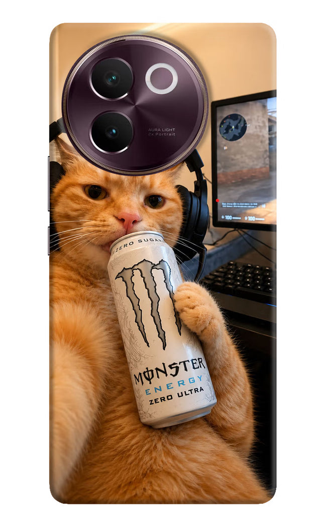 Gamer Cat Energy Vivo V30e Hard Case Back Cover by Casekaro