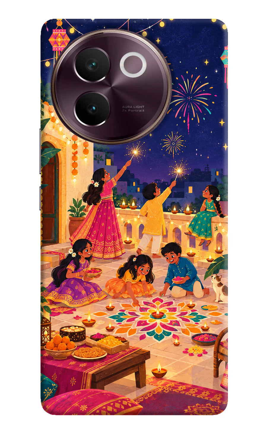 Diwali Night Vivo V30e Back Cover, Hard case
