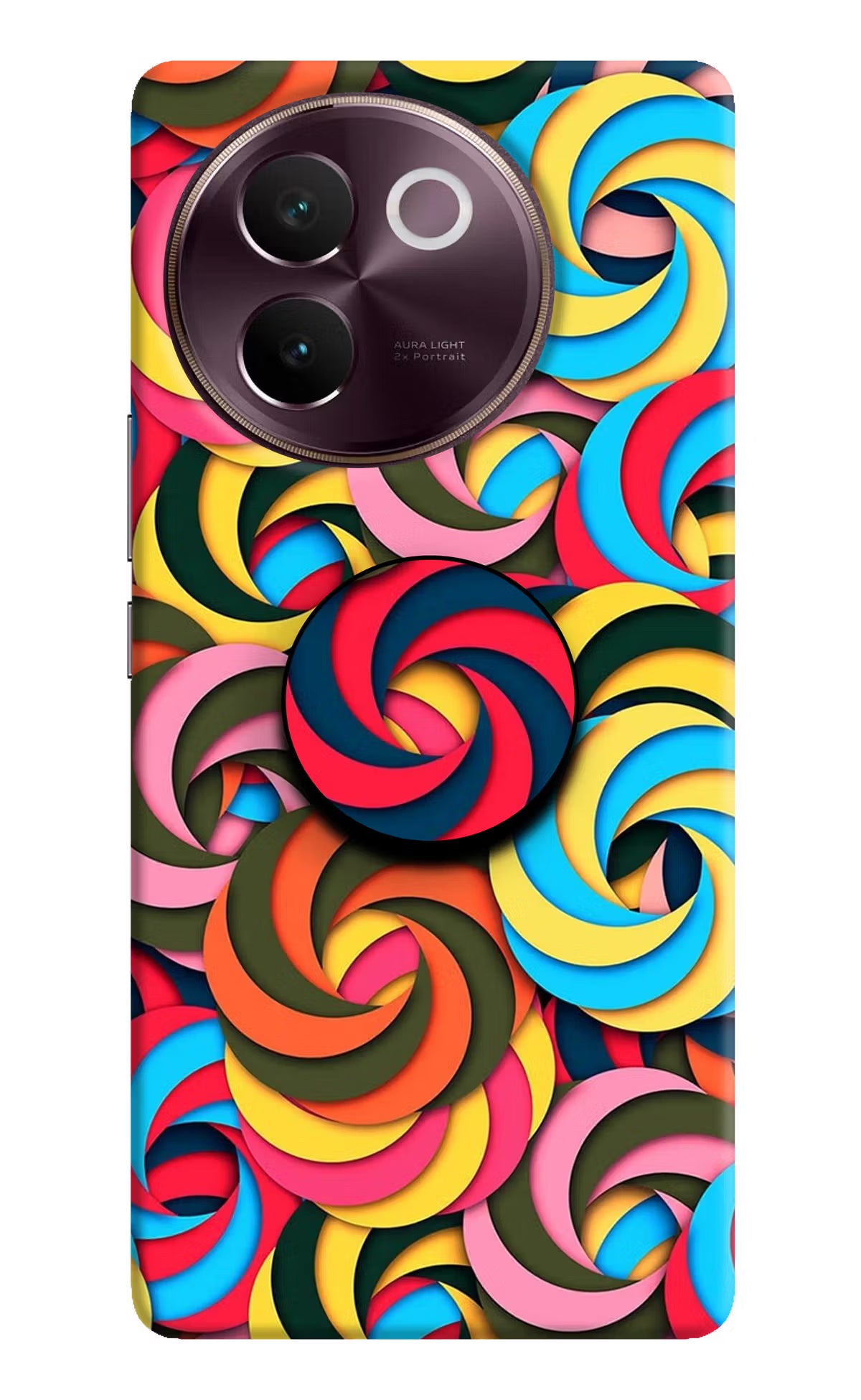 Spiral Pattern Vivo V30e Pop Case by Casekaro